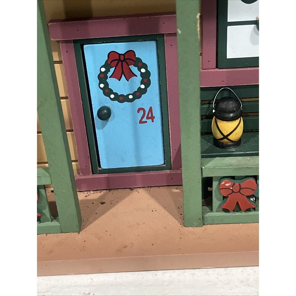 Wooden House Advent Calendar, Christmas Theme Plow And Hearth 24 Wooden Figurine - Picture 8 of 16